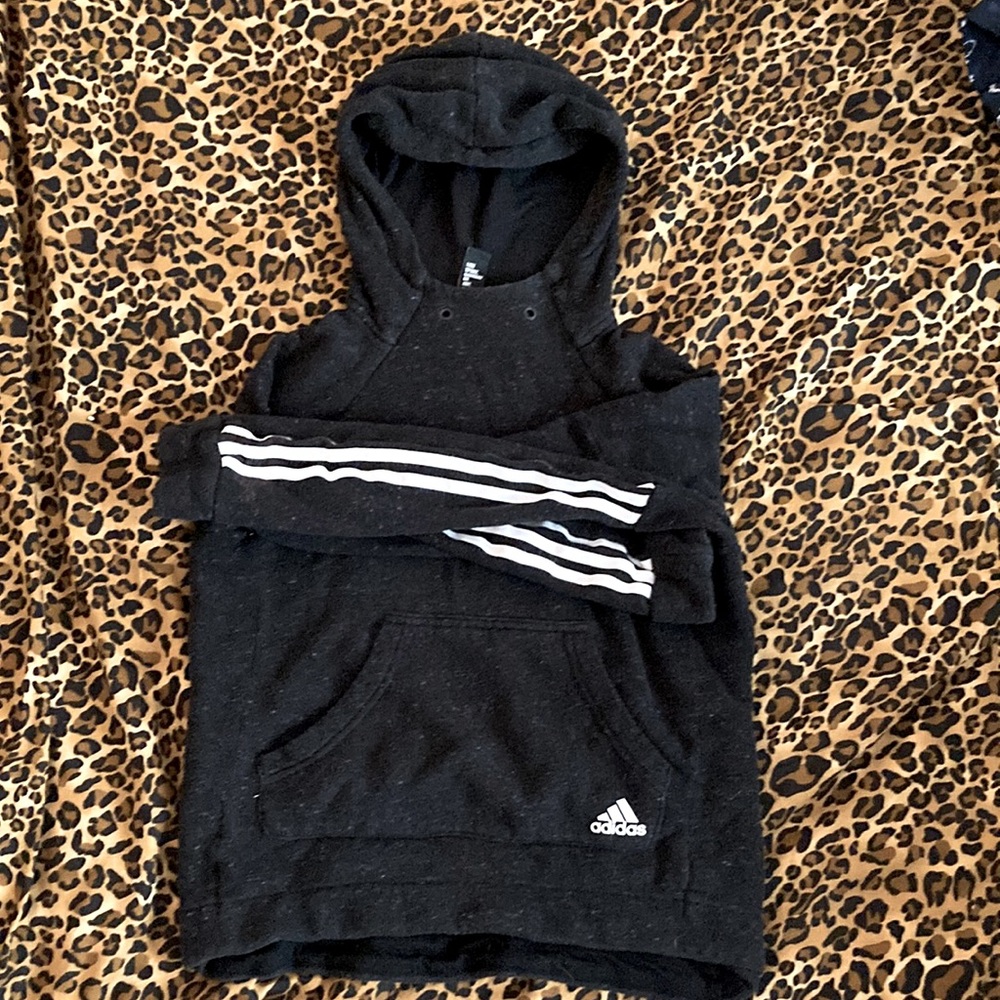 Adidas Logo Heavyweight Fitted Drop Shoulder Hooded Sweatshirt SO THICK AND WARM